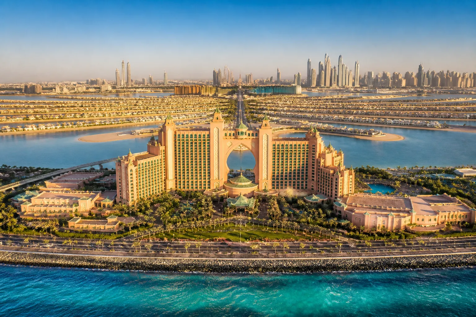 Aerial view of UAE cityscape showing residential and commercial areas covered by ConnectWise UAE